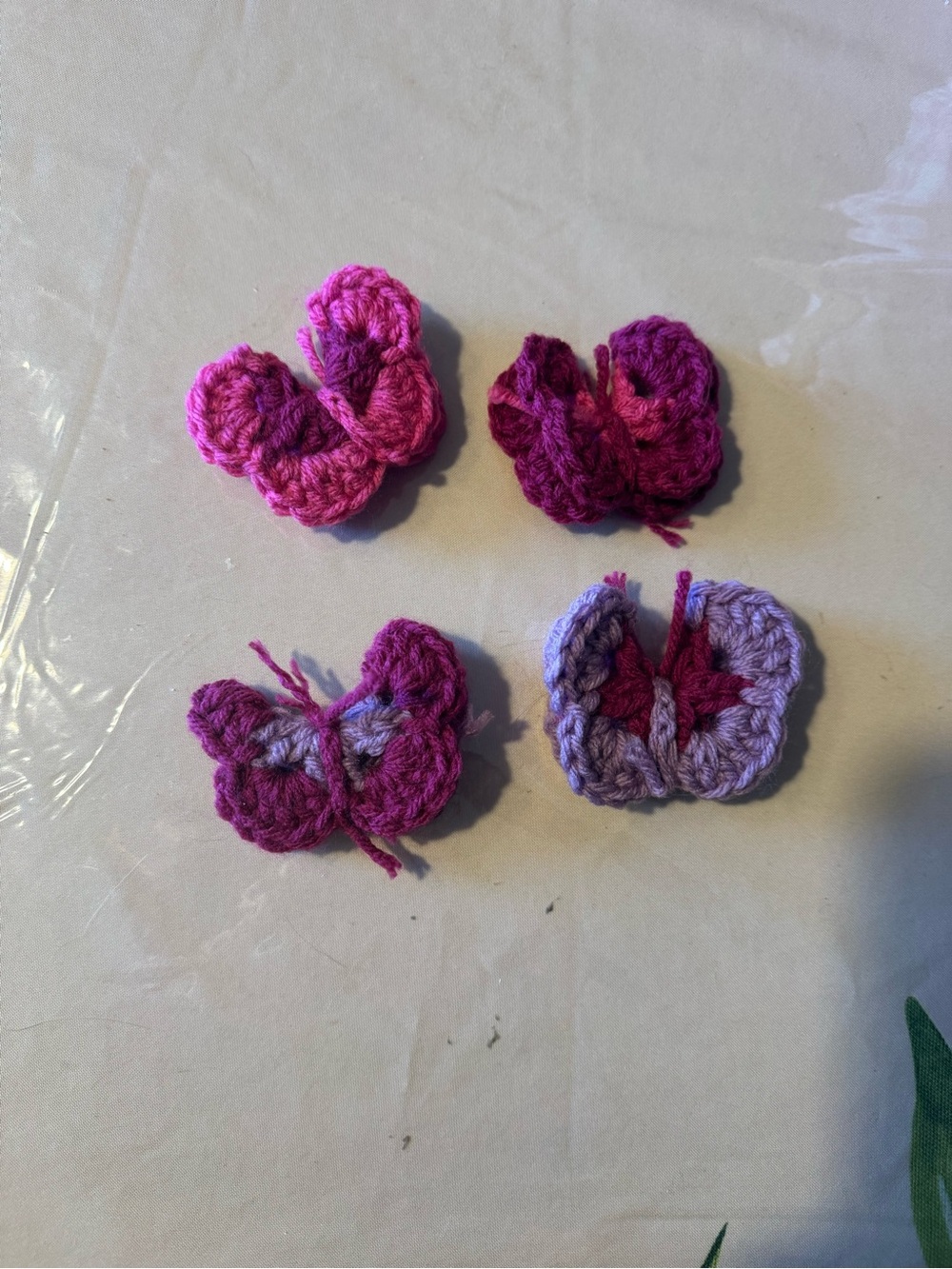 Handmade Crocheted Butterflies - Pink & Purple Set of 4 - Picture 2 of 2